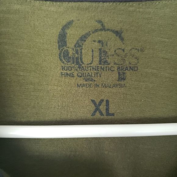 Guess green Navy blue men's collar shirt XL Live to Rock - Picture 4 of 5